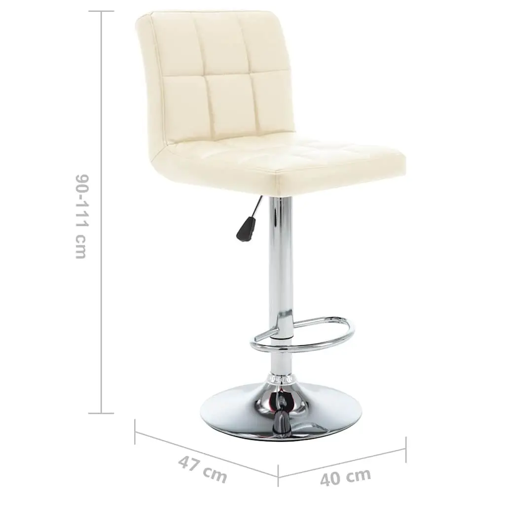Cream Faux Leather Bar Stools, 2 pcs