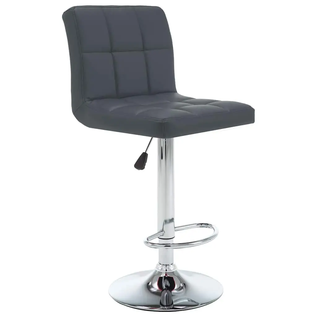 Bar Stools Adjustable Height Grey Set 2 Piece Modern Chair with Footrest