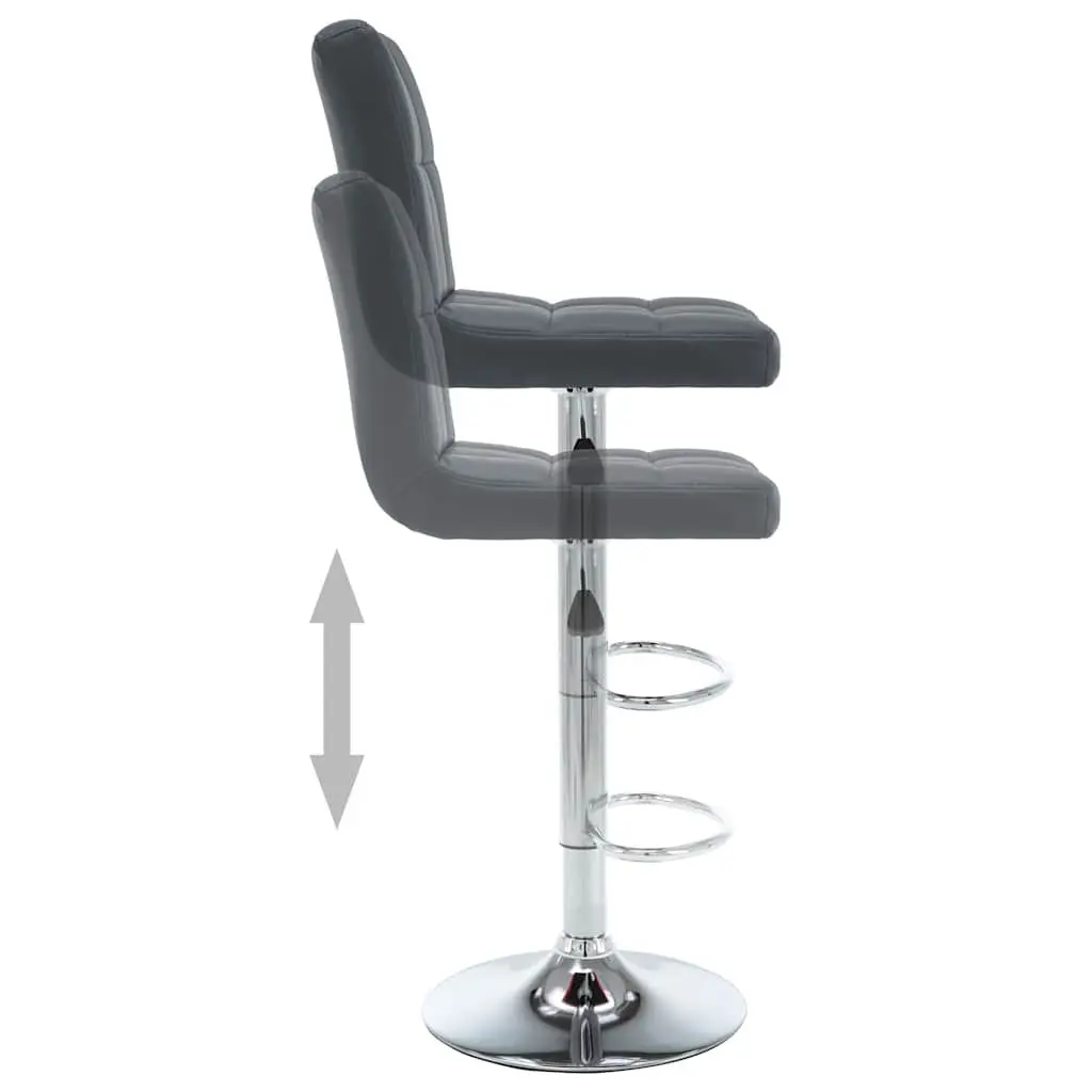 Bar Stools Adjustable Height Grey Set 2 Piece Modern Chair with Footrest