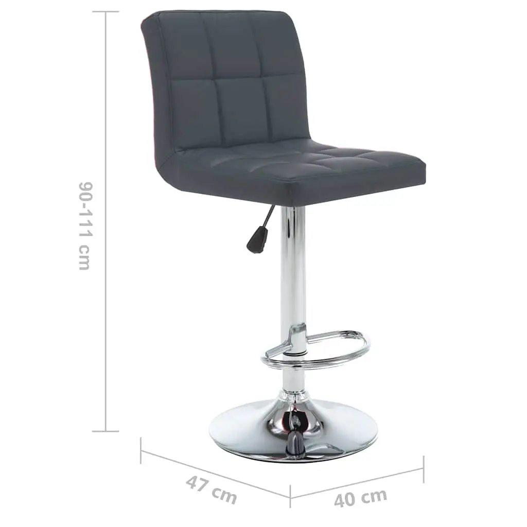 Bar Stools Adjustable Height Grey Set 2 Piece Modern Chair with Footrest