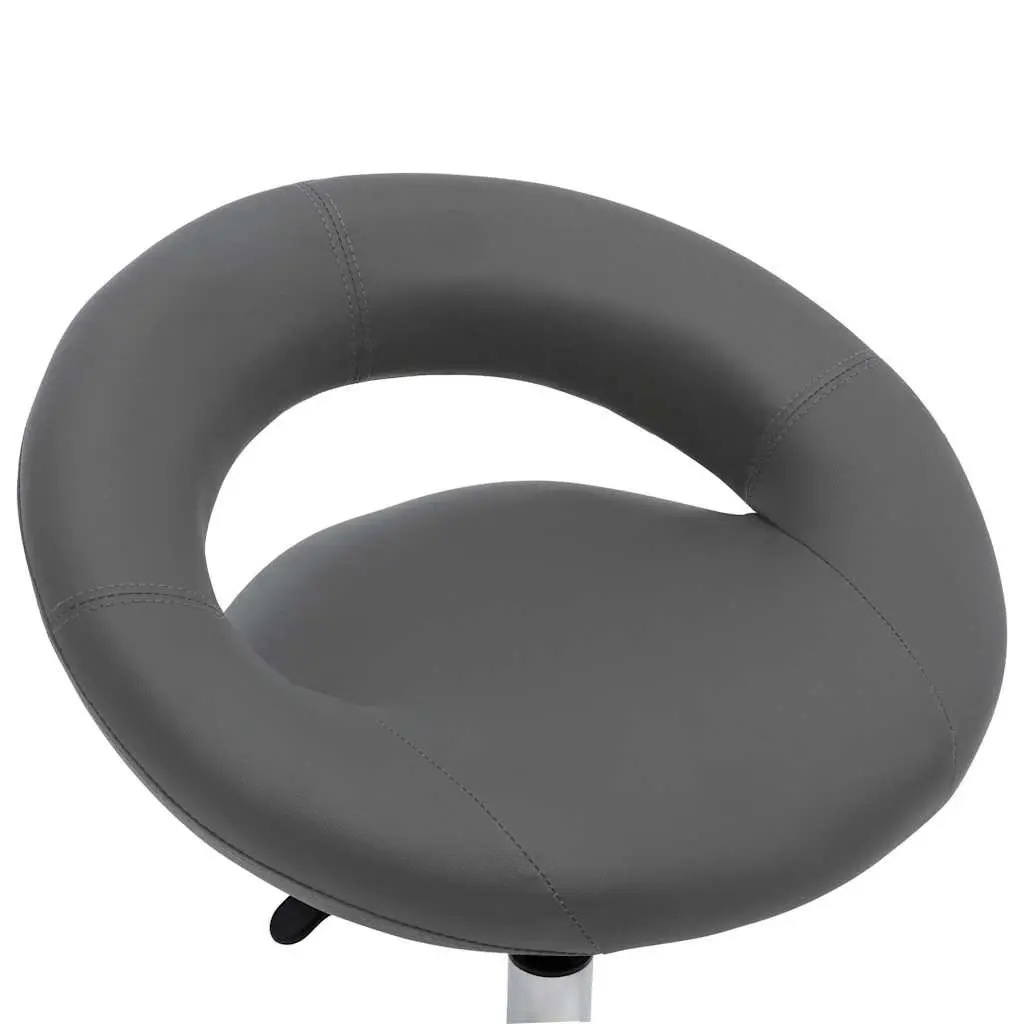 Office Chair Grey Faux Leather Curved Backrest Adjustable Height Rolling Desk