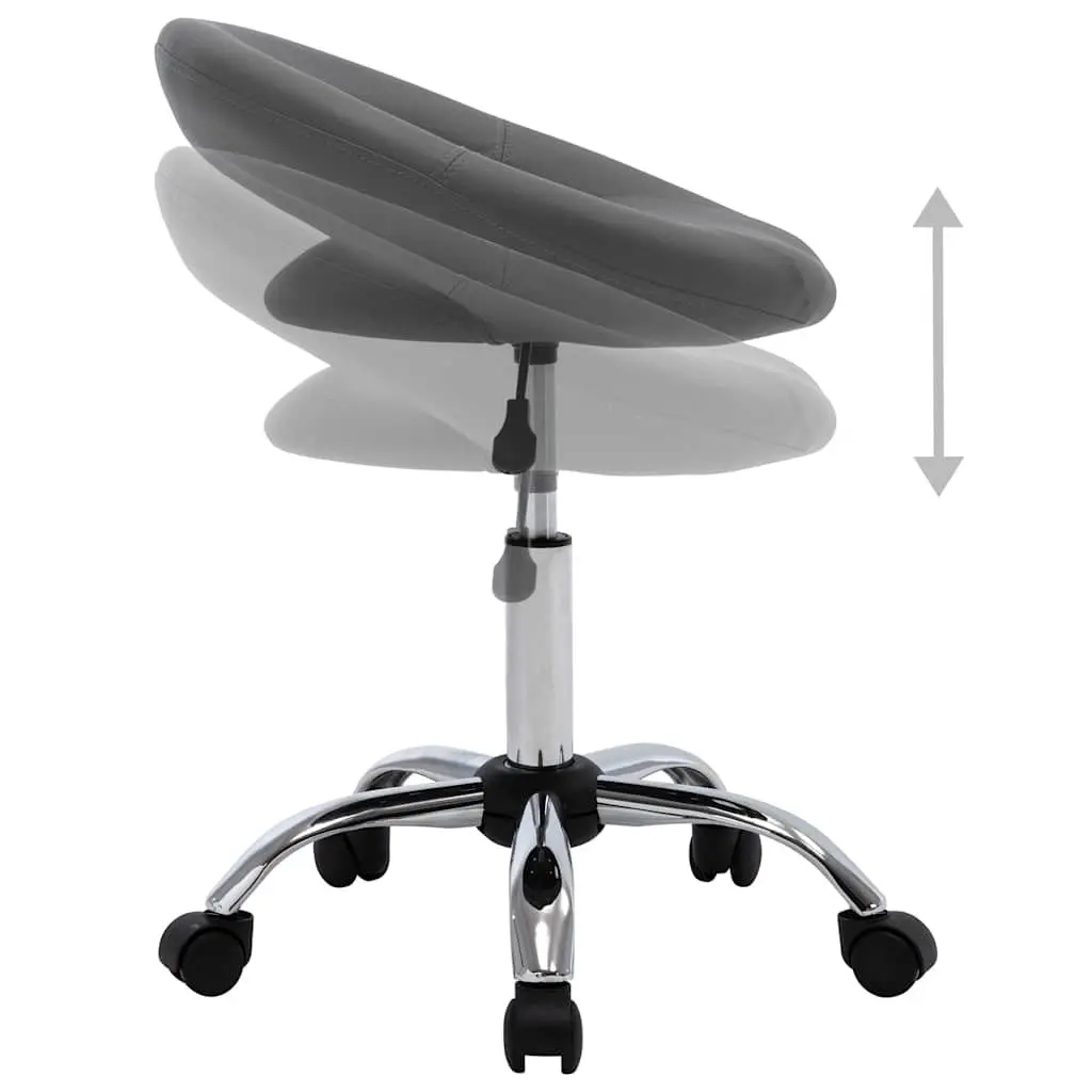 Office Chair Grey Faux Leather Curved Backrest Adjustable Height Rolling Desk