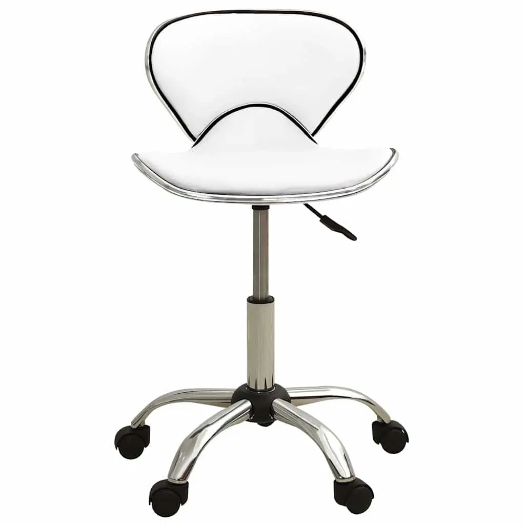 Height Adjustable Swivel Chair Faux Leather White Salon Spa Stool
