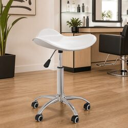 Salon Spa Stool White Swivel Height Adjustable Work Chair Wheels Mobile