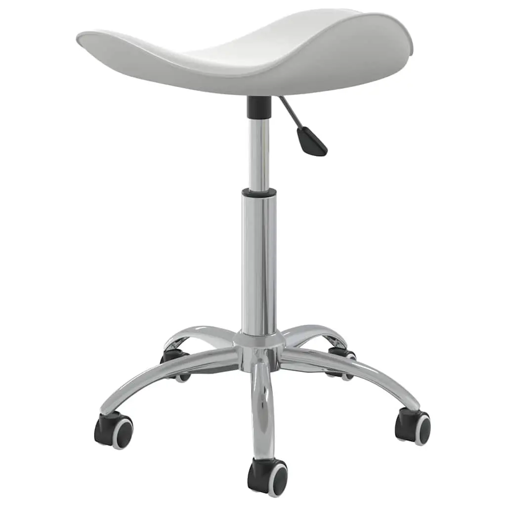 Adjustable Height Rolling Swivel Chair Salon Spa Stool White Faux Leather