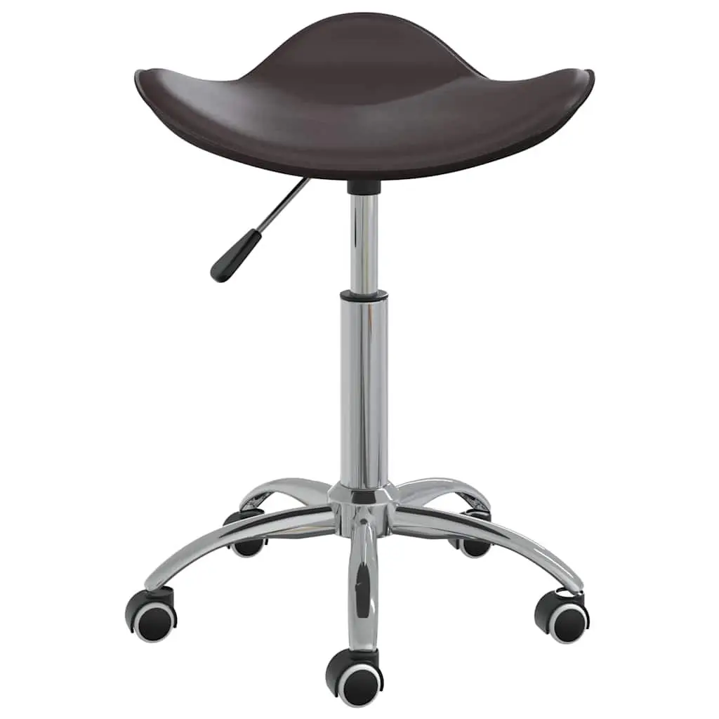 Salon Spa Stool Height Adjustable Swivel Chair Wheels Brown Faux Leather
