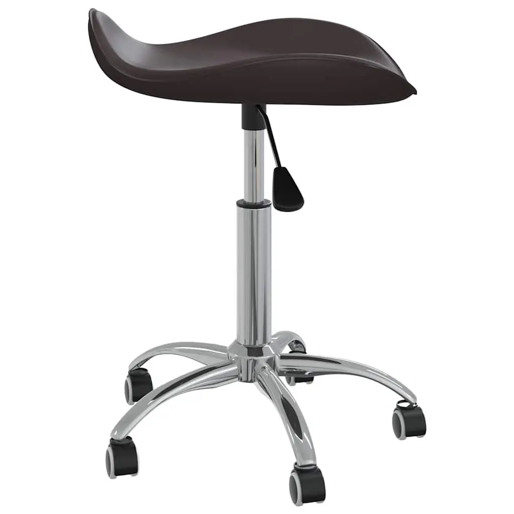 Salon Spa Stool Height Adjustable Swivel Chair Wheels Brown Faux Leather