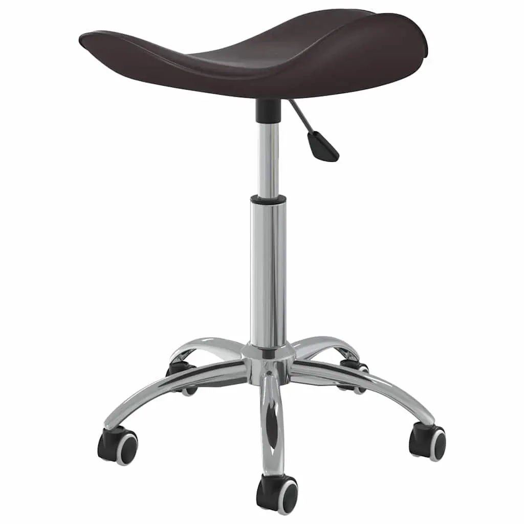 Salon Spa Stool Height Adjustable Swivel Chair Wheels Brown Faux Leather