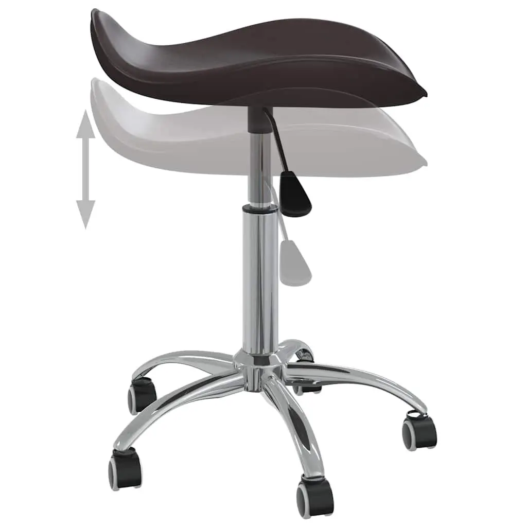 Salon Spa Stool Height Adjustable Swivel Chair Wheels Brown Faux Leather