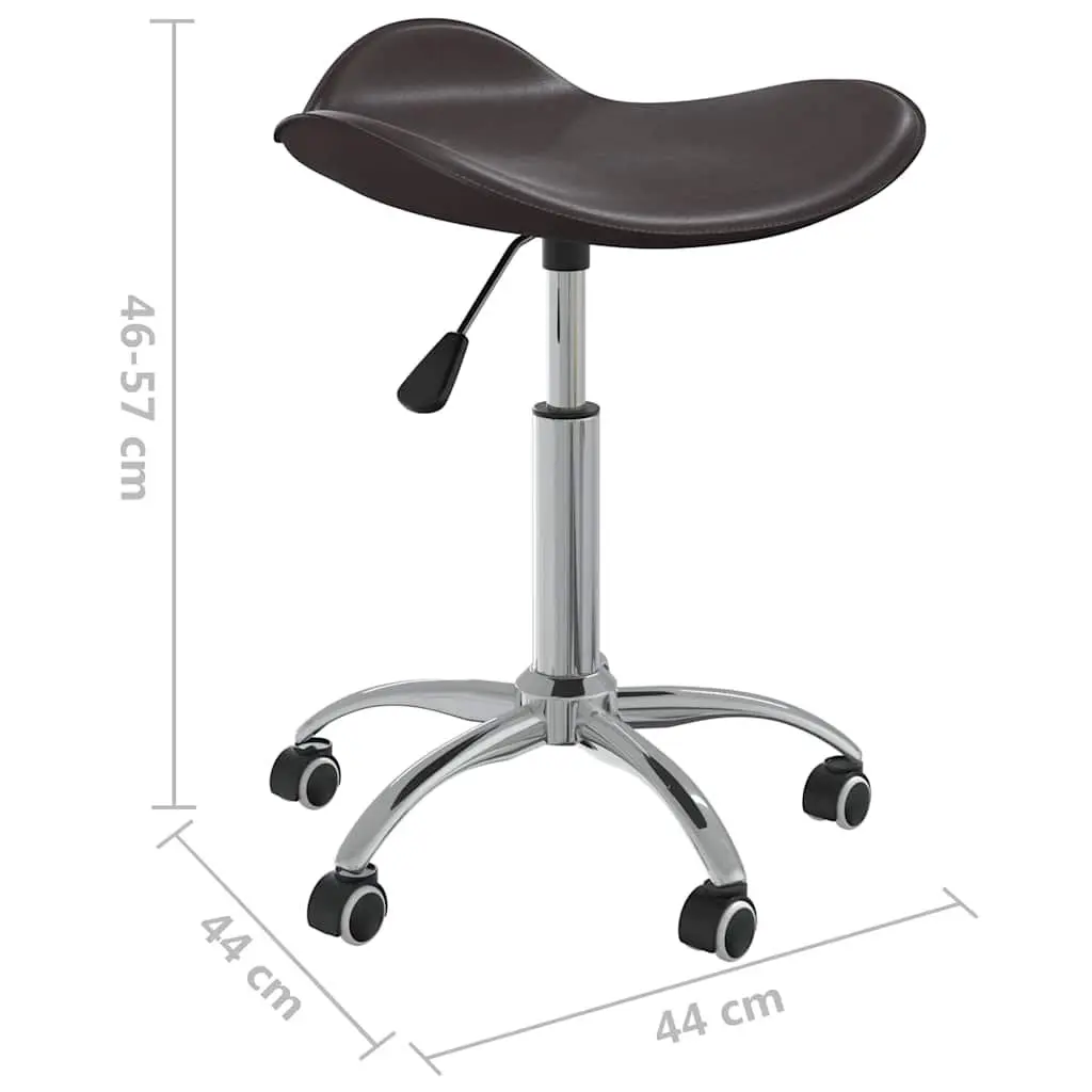 Salon Spa Stool Height Adjustable Swivel Chair Wheels Brown Faux Leather