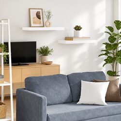 2 pcs High Gloss White Floating Wall Shelves - Practical Decor