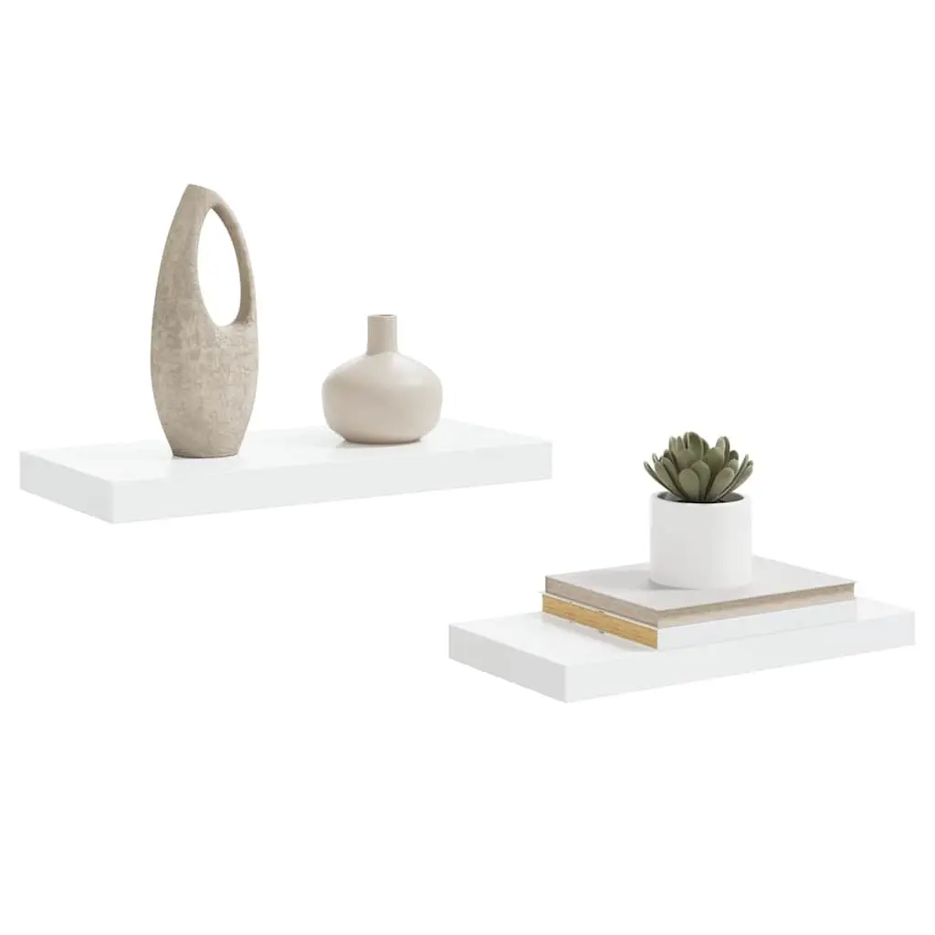 Floating Wall Shelves Display Shelf 50 x 23.5 x 3.8 cm High Gloss White 2 Piece