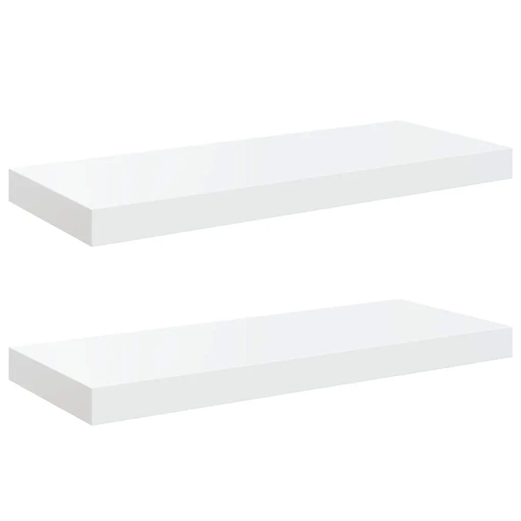 Floating Wall Shelves Display Ledge 60 x 23.5 x 3.8 cm High Gloss White 2 Piece