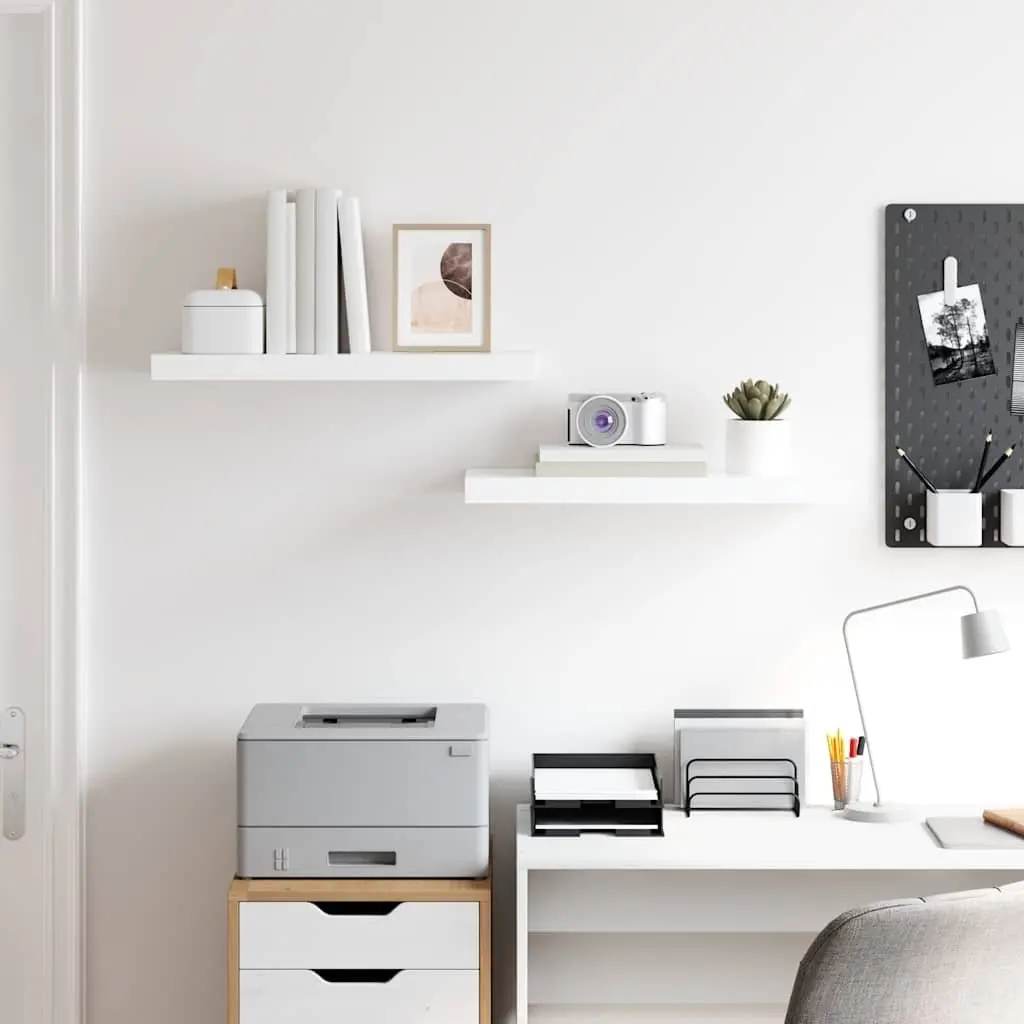 Floating Wall Shelves Display Ledge 60 x 23.5 x 3.8 cm High Gloss White 2 Piece