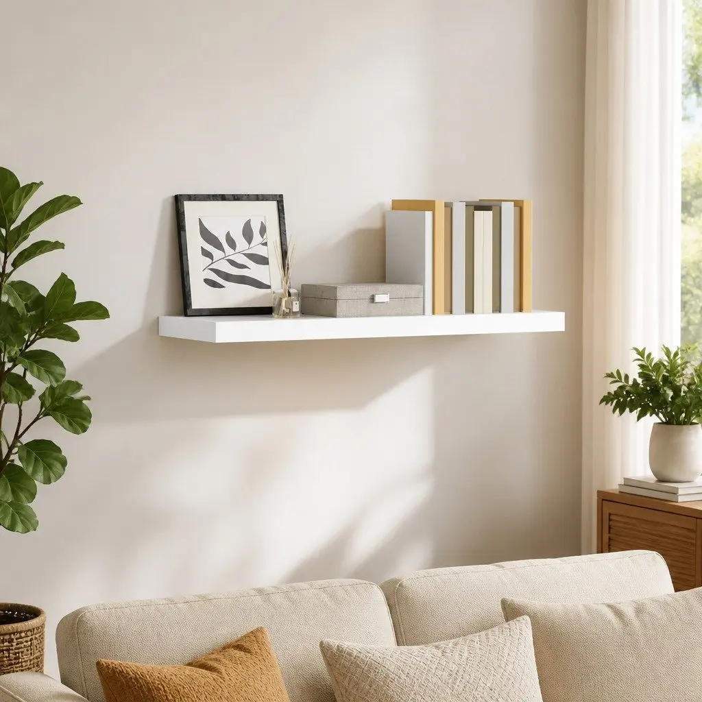 High Gloss White Wall Shelf for Home Displays