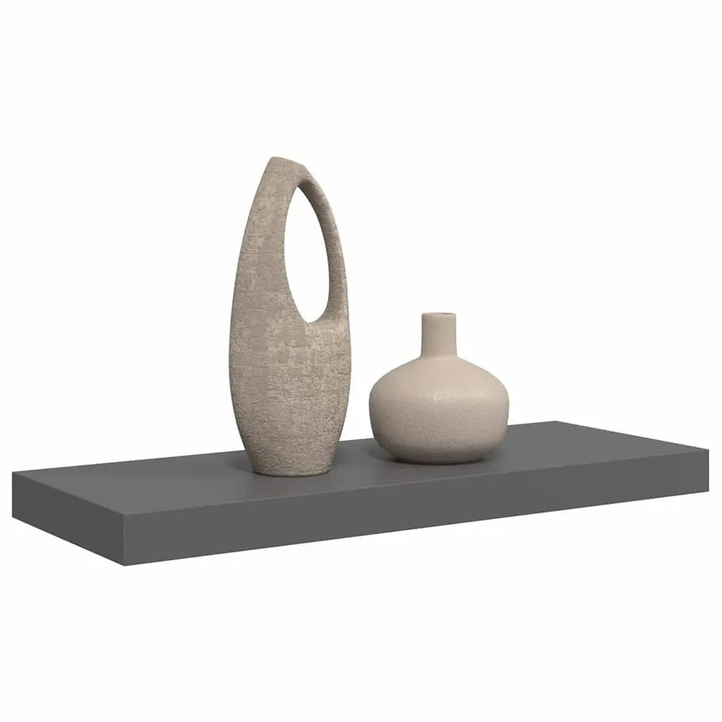 Wall Shelf Display Grey Honeycomb MDF Metal Frame 60 x 23.5 x 3.8 cm
