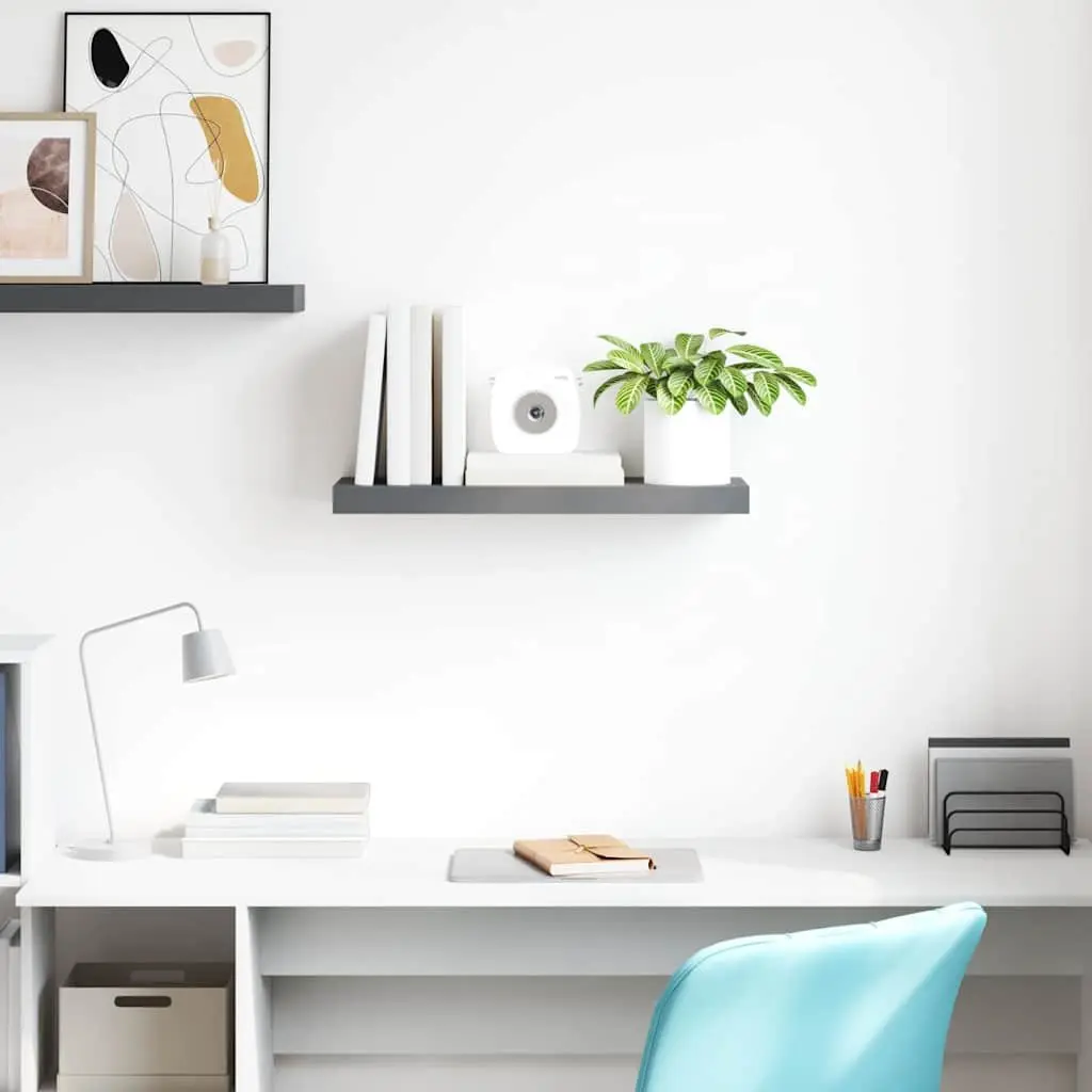 Wall Shelf Display Grey Honeycomb MDF Metal Frame 60 x 23.5 x 3.8 cm