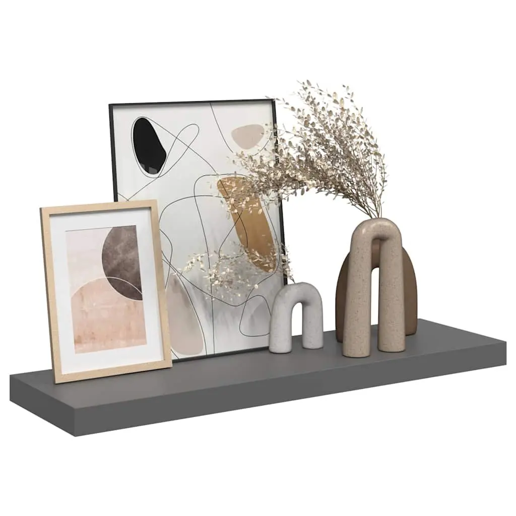 Wall Shelf Floating Display Grey High Gloss MDF Honeycomb Frame Home Decor Ledge