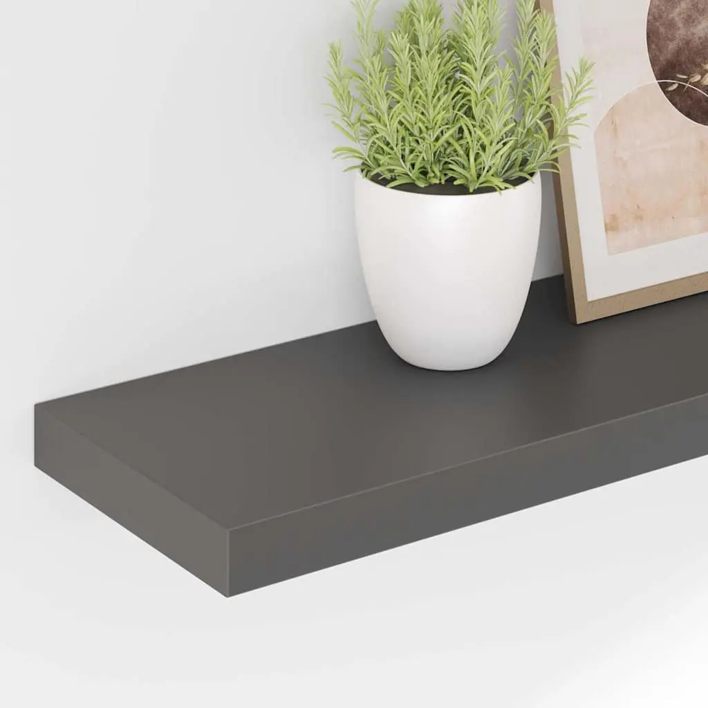 Wall Shelf Floating Display Grey High Gloss MDF Honeycomb Frame Home Decor Ledge
