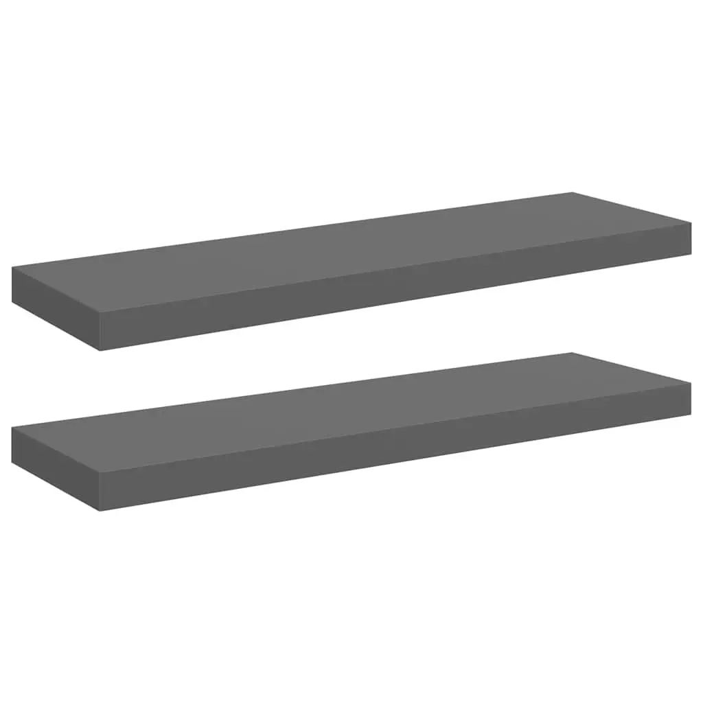 Floating Wall Shelves Display Shelf 80 x 23.5 x 3.8 cm High Gloss Grey 2 Piece