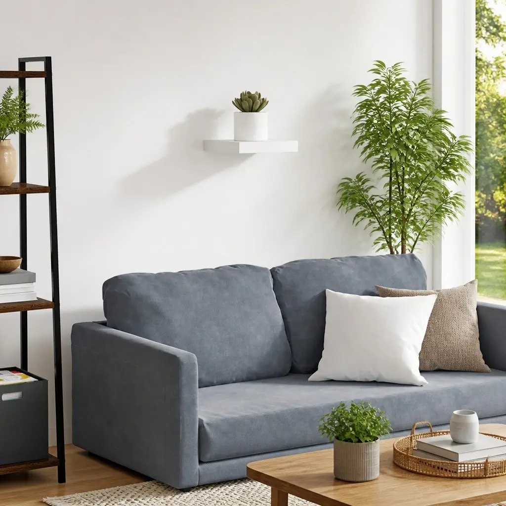White Floating Wall Shelf Display Ledge Invisible Mount 23 x 23.5 x 3.8 cm Honeycomb MDF Frame