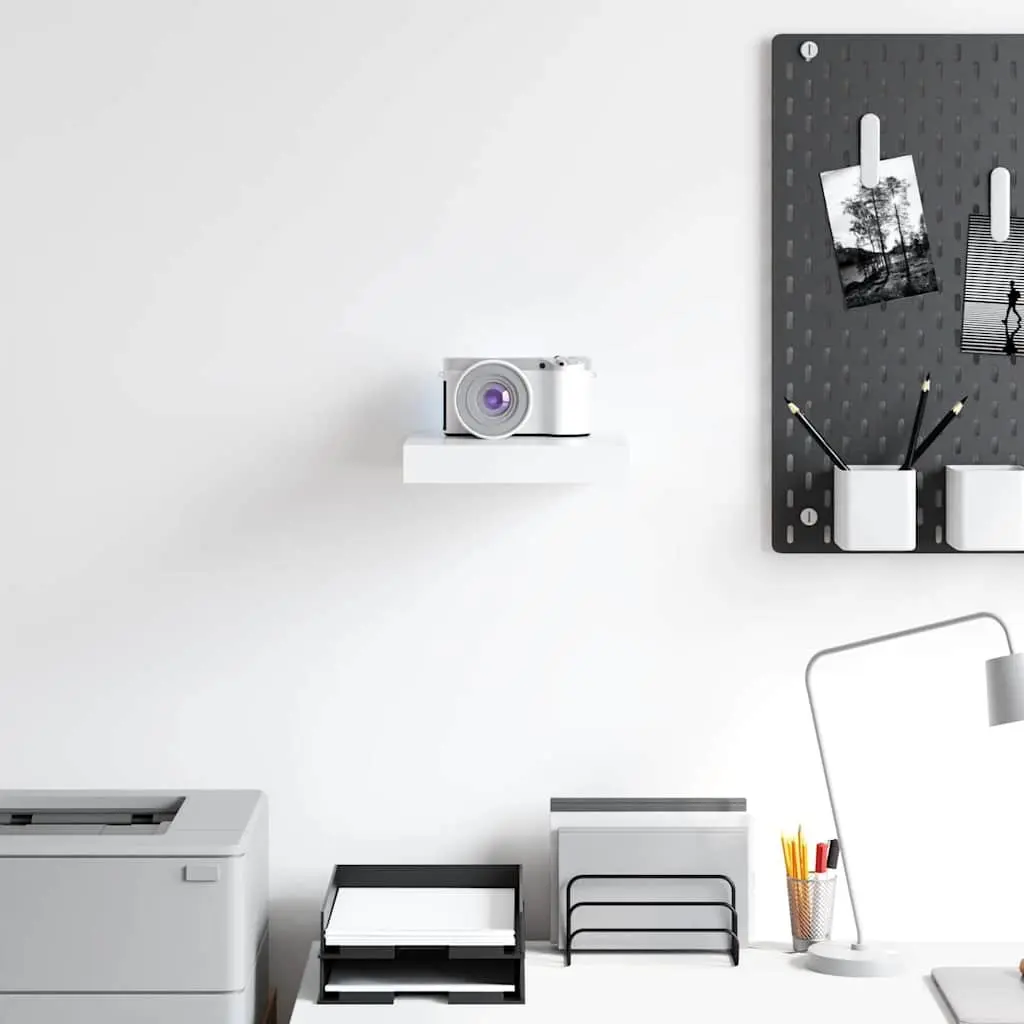 White Floating Wall Shelf Display Ledge Invisible Mount 23 x 23.5 x 3.8 cm Honeycomb MDF Frame