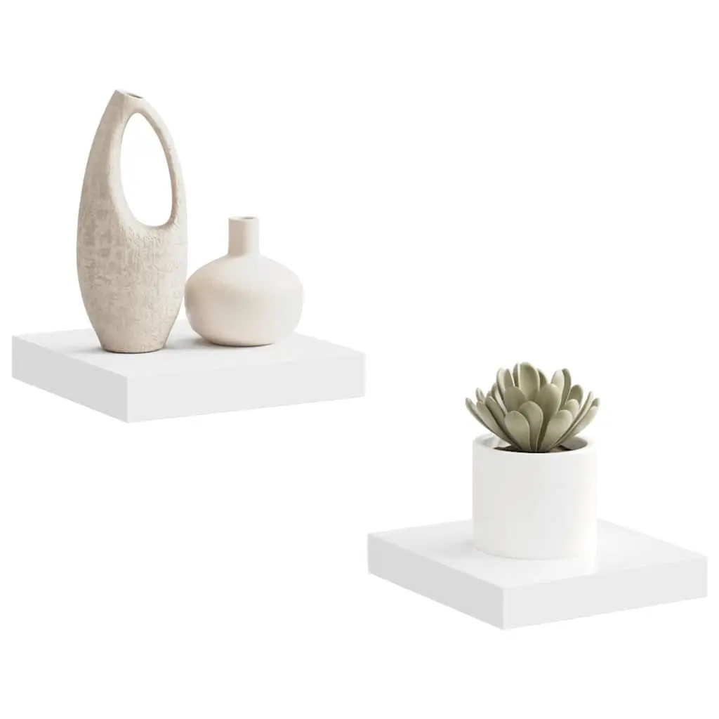 Floating Wall Shelves Display Rack Home Storage Organiser 23 x 23.5 x 3.8 cm White 2 Piece