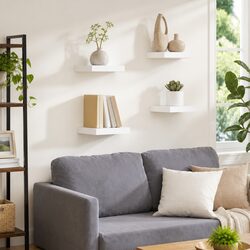 Durable 4-Piece White Floating Shelves for Practical Use
