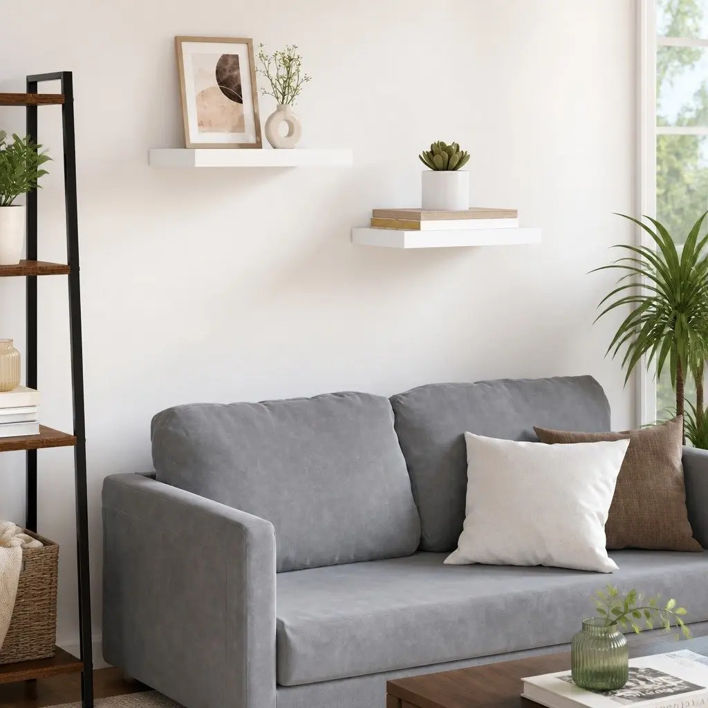 White Floating Shelves for Displaying Items