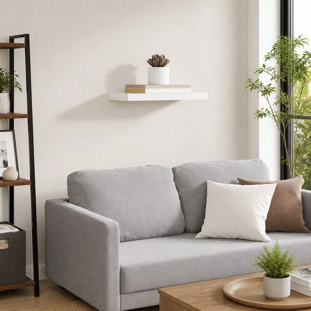 Floating Wall Shelf Display Ledge Storage Rack 50 x 23.5 x 3.8 cm White