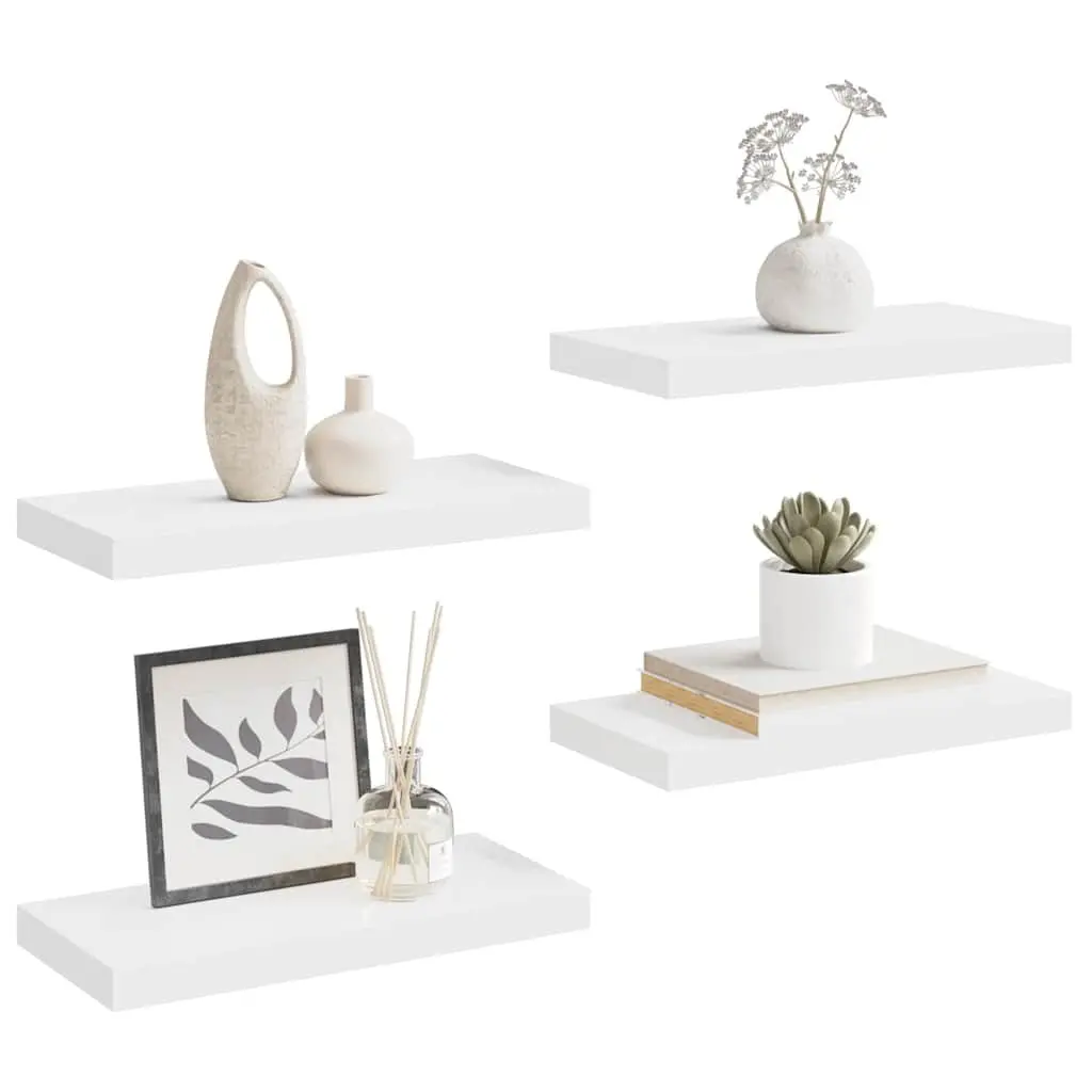 Floating Wall Shelves Display Rack Home Storage Organizer 4 Piece Set White