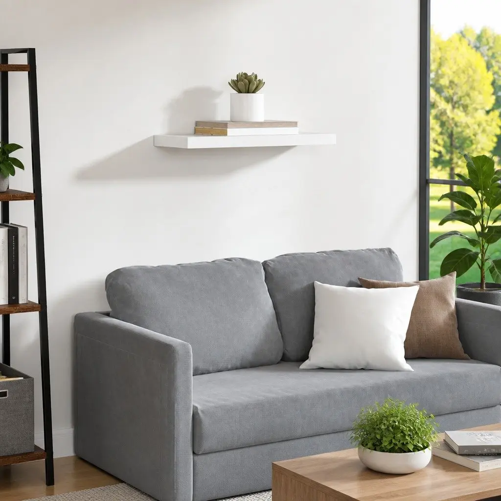 White Floating Wall Shelf Display Rack Storage Ledge Home Decor Modern Design
