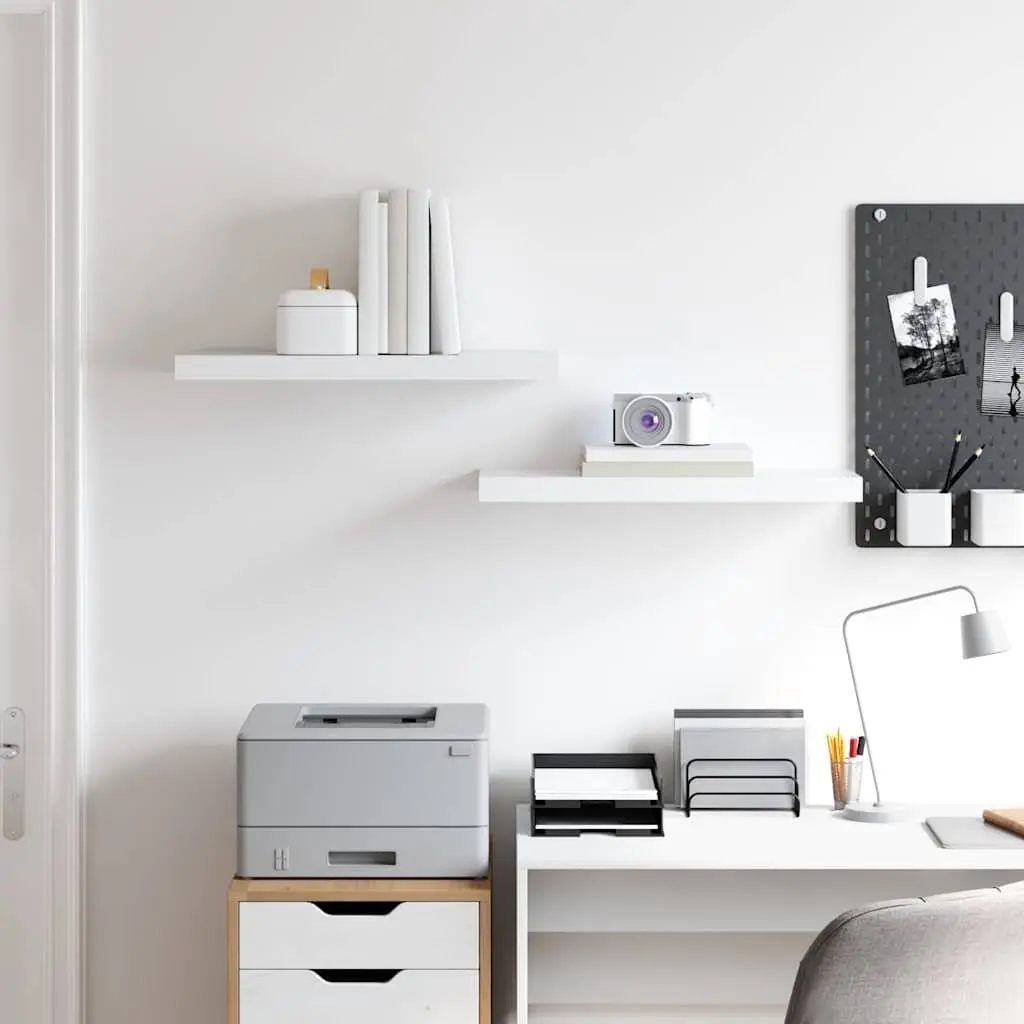 Floating Wall Shelves Display Ledge 60x23.5x3.8 cm White 2 Piece