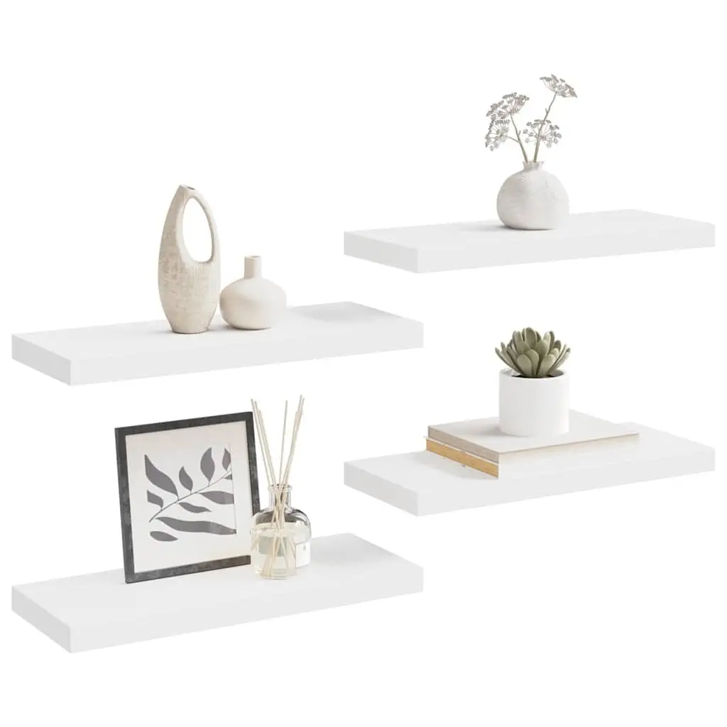 Floating Wall Shelves Display Ledge Storage Organizer 4 Piece Set White
