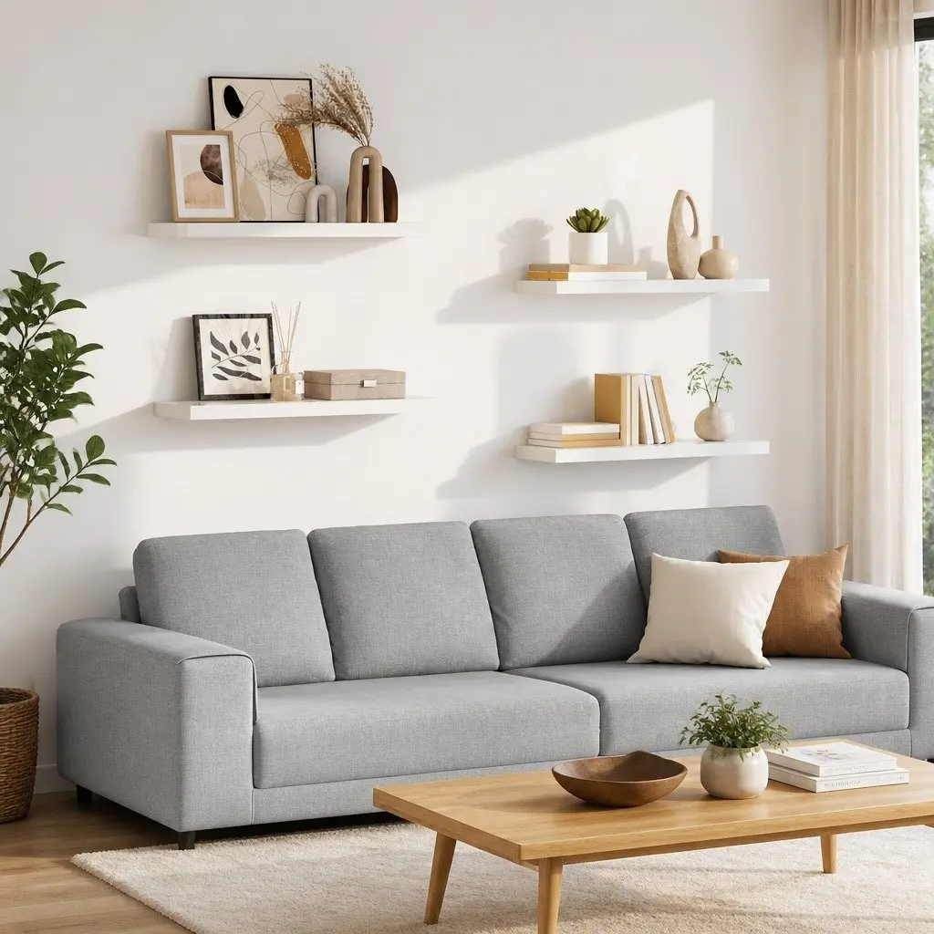 White Wall Shelves Set of 4