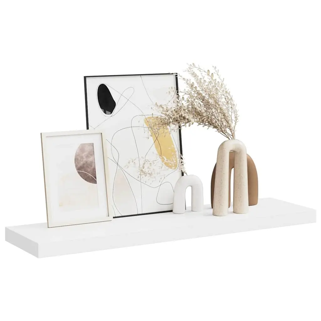 Floating Wall Shelf White Display Ledge Home Decor Organizer 90 x 23.5 x 3.8 cm