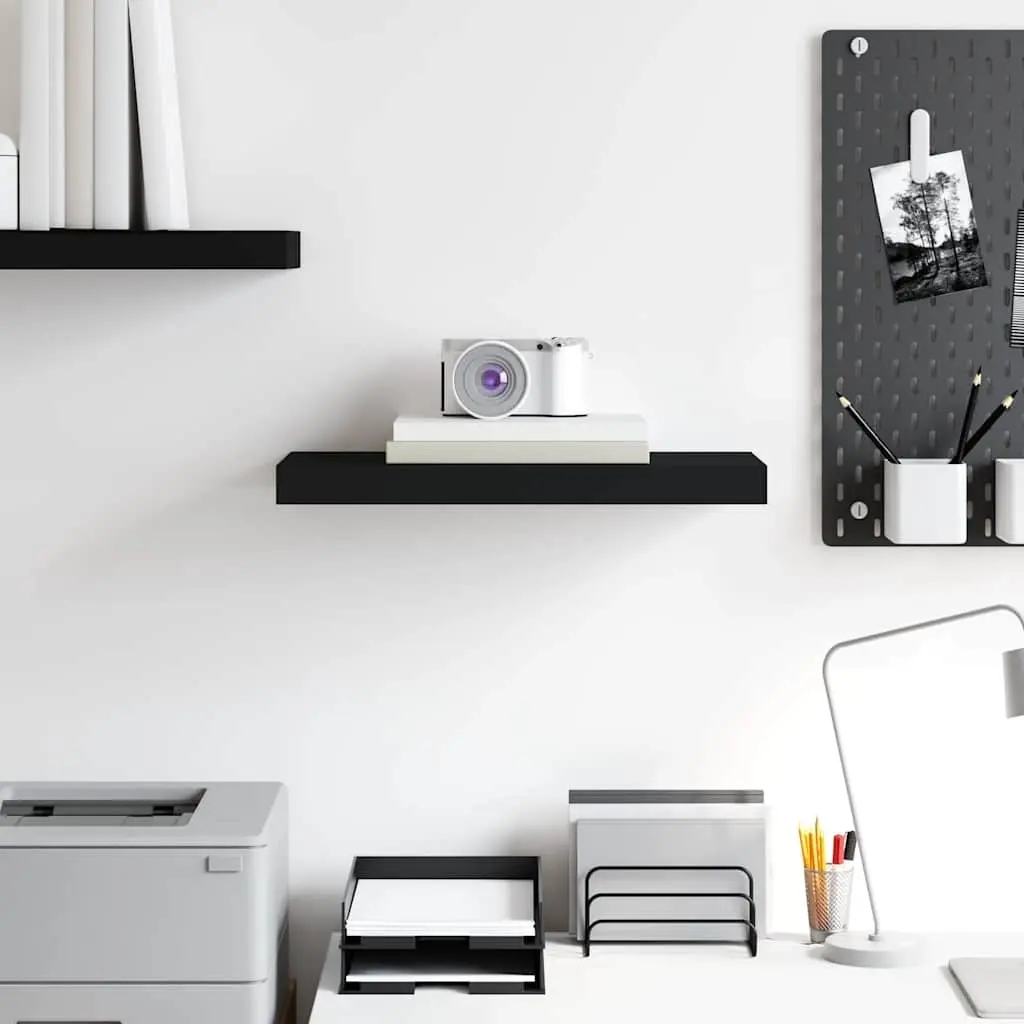 Floating Wall Shelf Black Display Ledge 50 x 23.5 x 3.8 cm Home Decor MDF