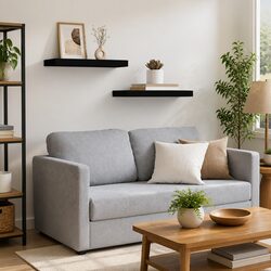 Practical Black Floating Wall Shelves: 2 pcs for Home Use