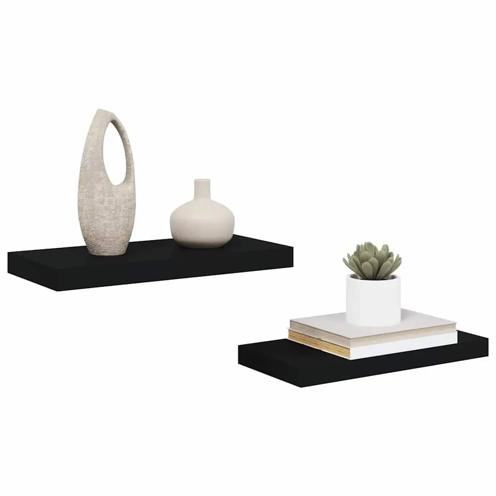 Floating Wall Shelves 2 pcs Black 50x23.5x3.8 cm Display Shelf Storage Ledge