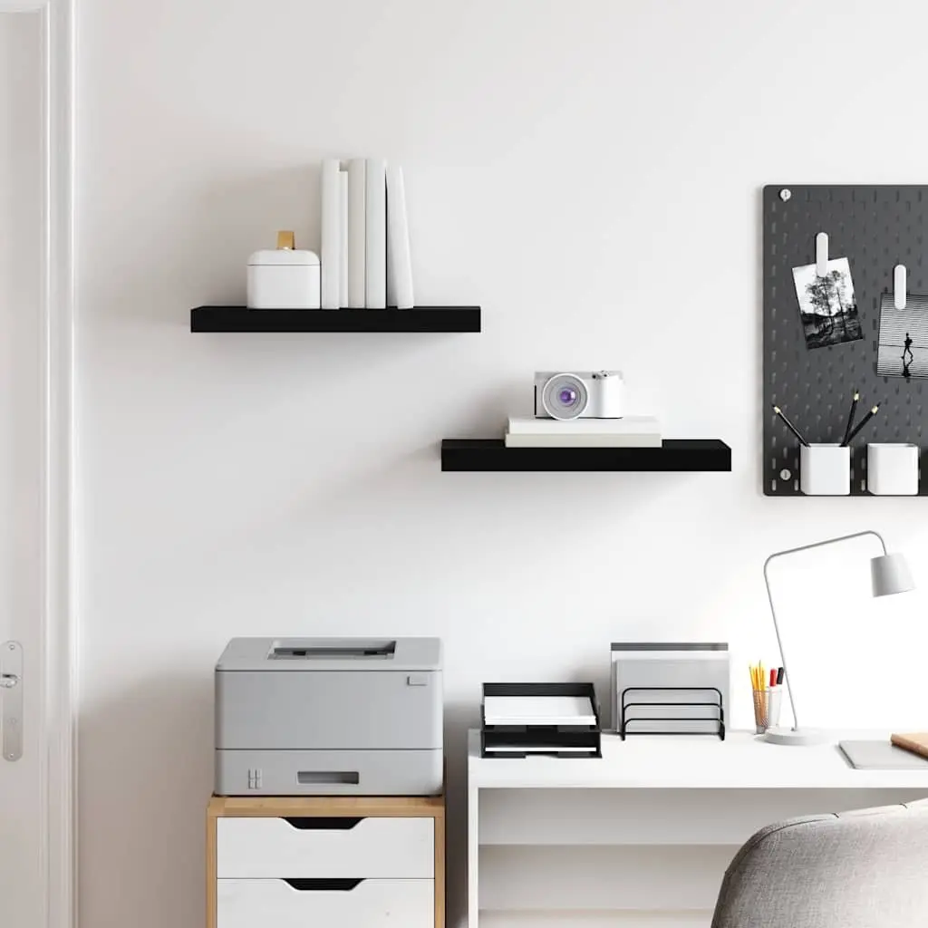 Floating Wall Shelves 2 pcs Black 50x23.5x3.8 cm Display Shelf Storage Ledge