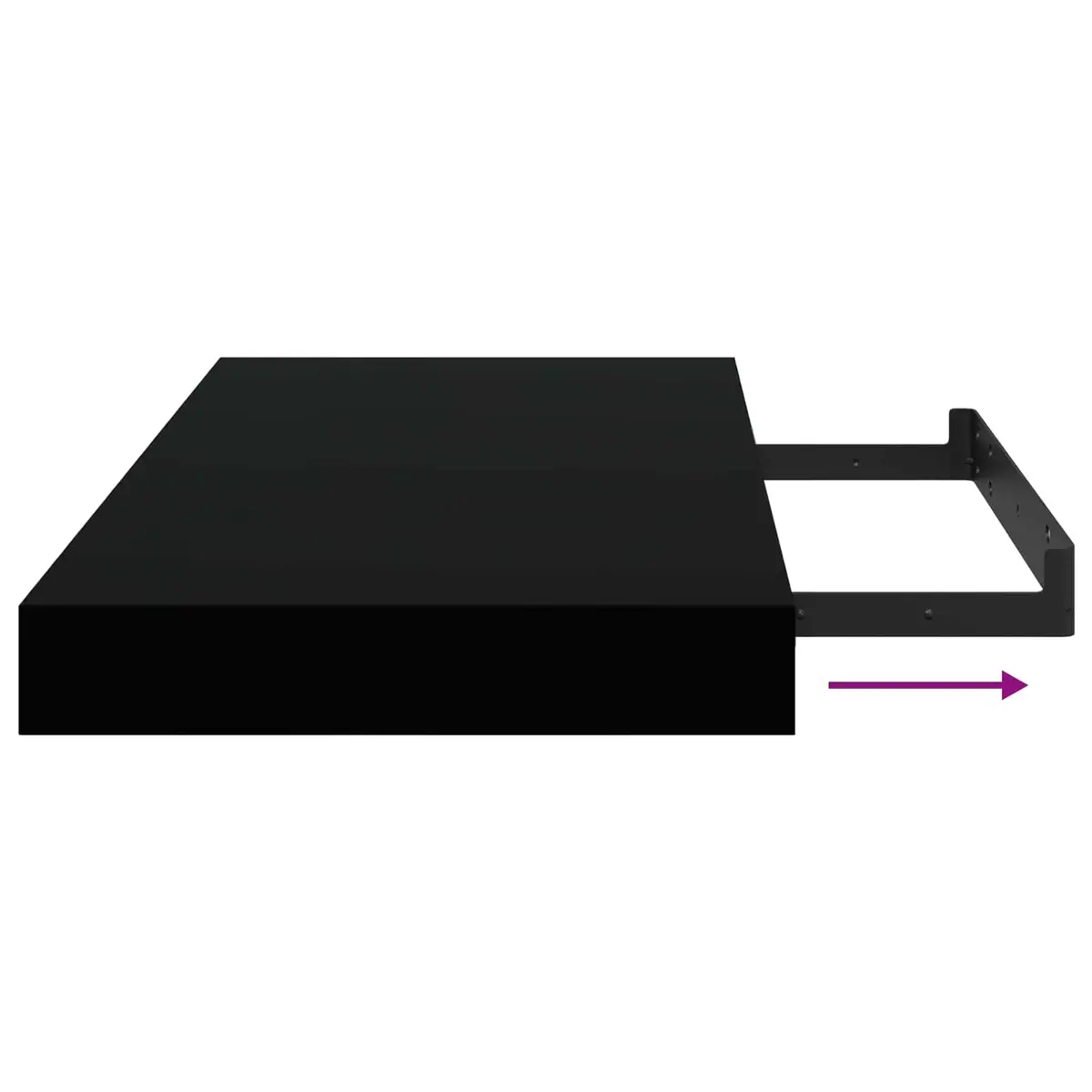 Black Floating Wall Shelves Set 4 Piece Modern Display Home Storage 50x23.5x3.8cm