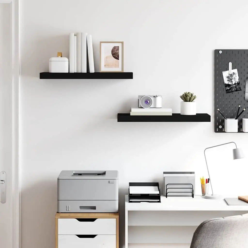 Wall Shelves Floating Display Shelves 2 Pieces Black 60x23.5x3.8cm Home Decor