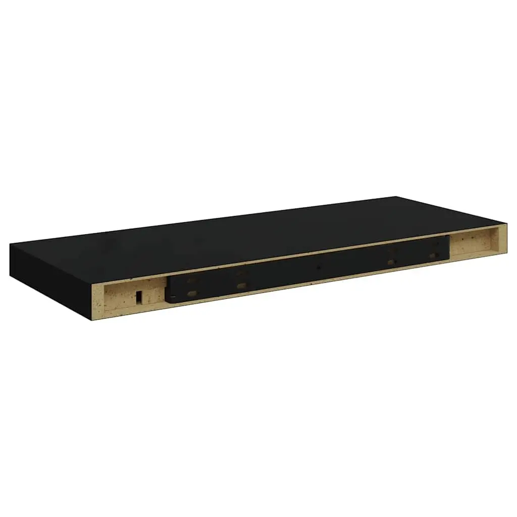 Wall Shelves Floating Display 4 Piece Black MDF Storage Rack Home Decor Organizer