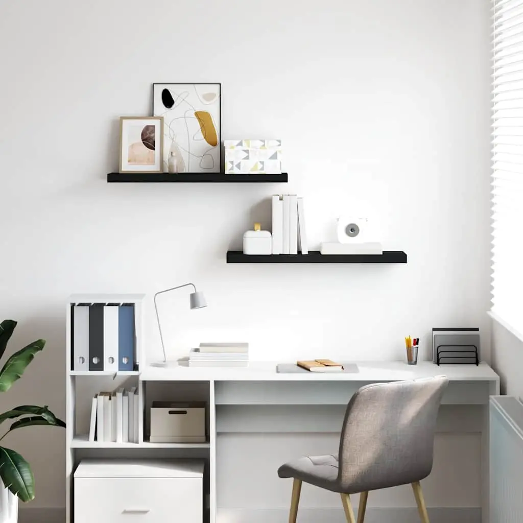 Floating Wall Shelves Display Ledge 80x23.5x3.8 cm Black 2 Piece Home Decor