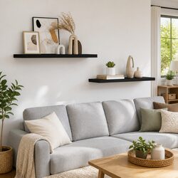 Floating Wall Shelves 2 pc Black 90x23.5x3.8 cm Display Storage Home Decor