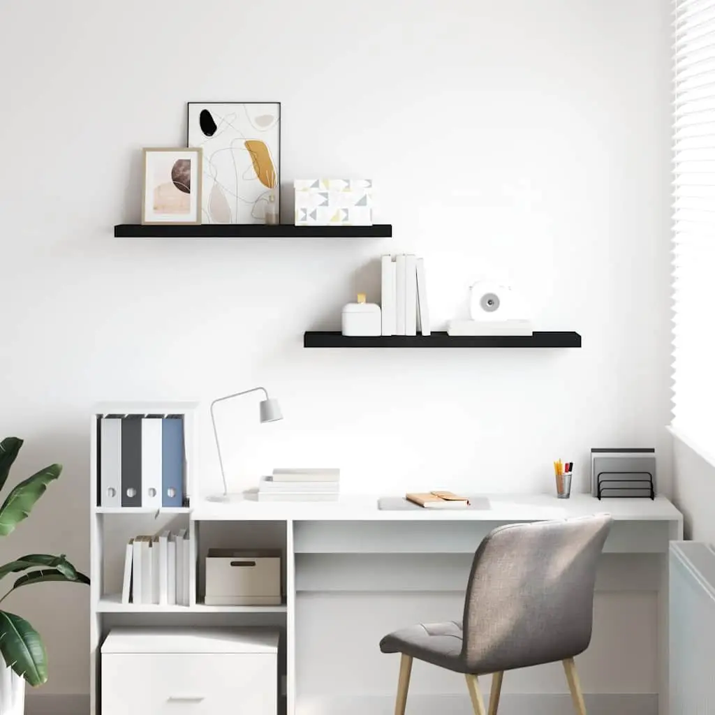 Floating Wall Shelves Display Storage 90x23.5x3.8 cm Black 2 Piece
