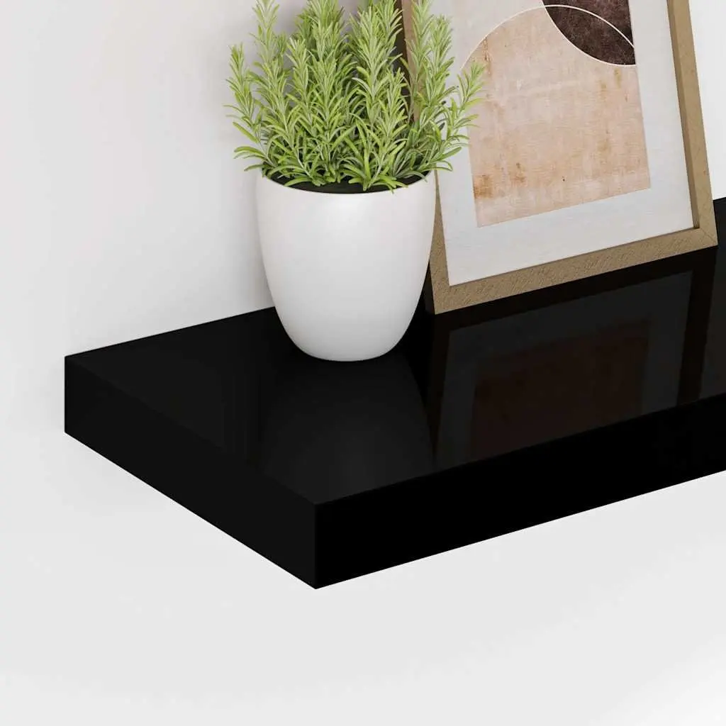 Floating Wall Shelves Display Storage 90x23.5x3.8 cm Black 2 Piece