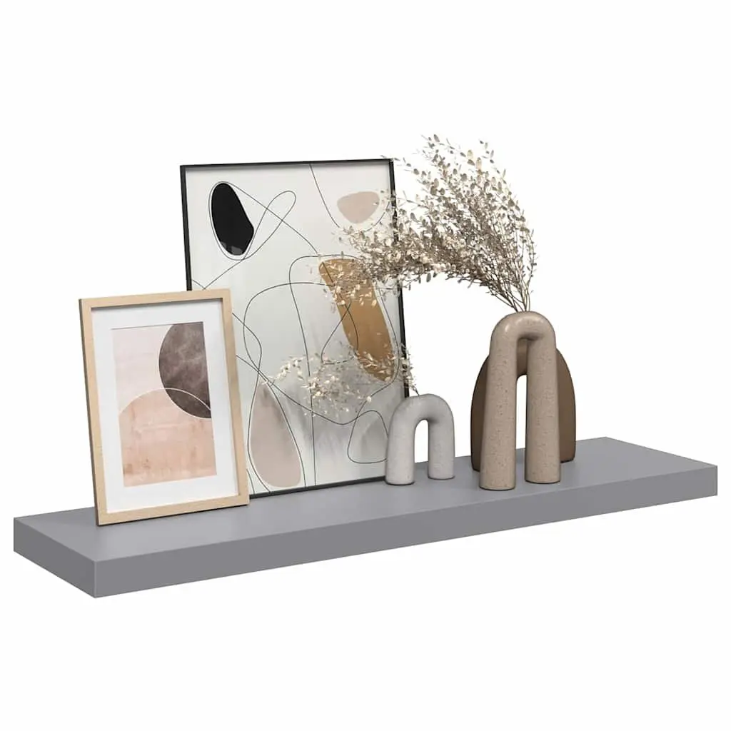 Floating Wall Shelf Display Rack 90 x 23.5 x 3.8 cm Grey Honeycomb MDF Metal Frame