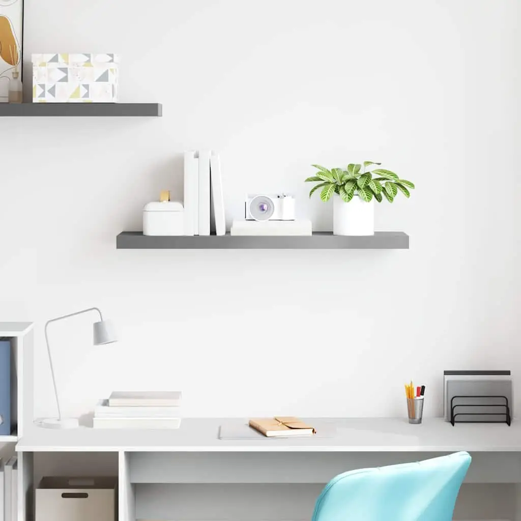 Floating Wall Shelf Display Rack 90 x 23.5 x 3.8 cm Grey Honeycomb MDF Metal Frame