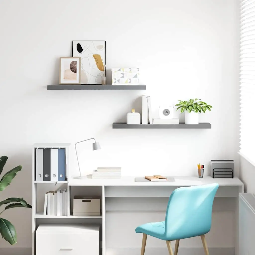 Floating Wall Shelves 2 pcs Grey Display Ledge Storage Home Decor Organizer